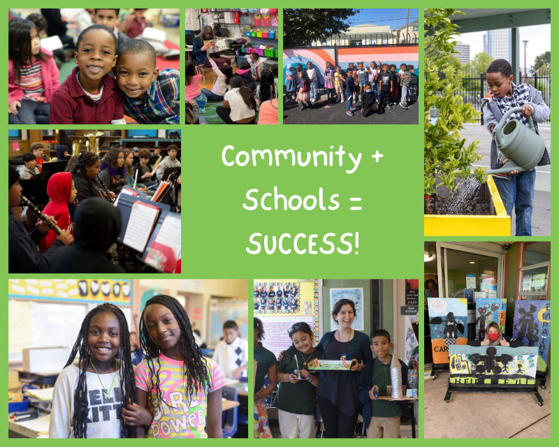 community + schools = success